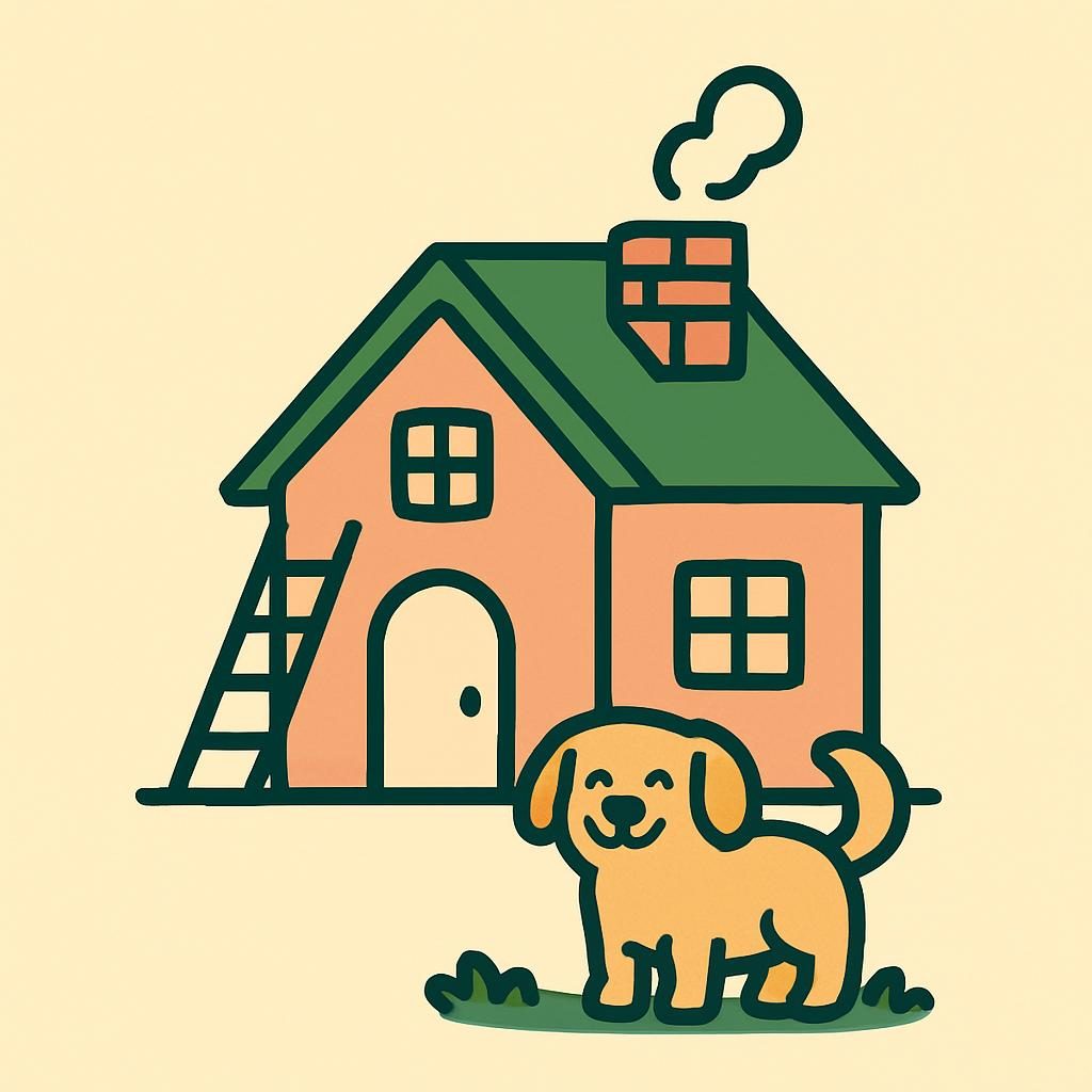 Drawing of a house with a chimney
